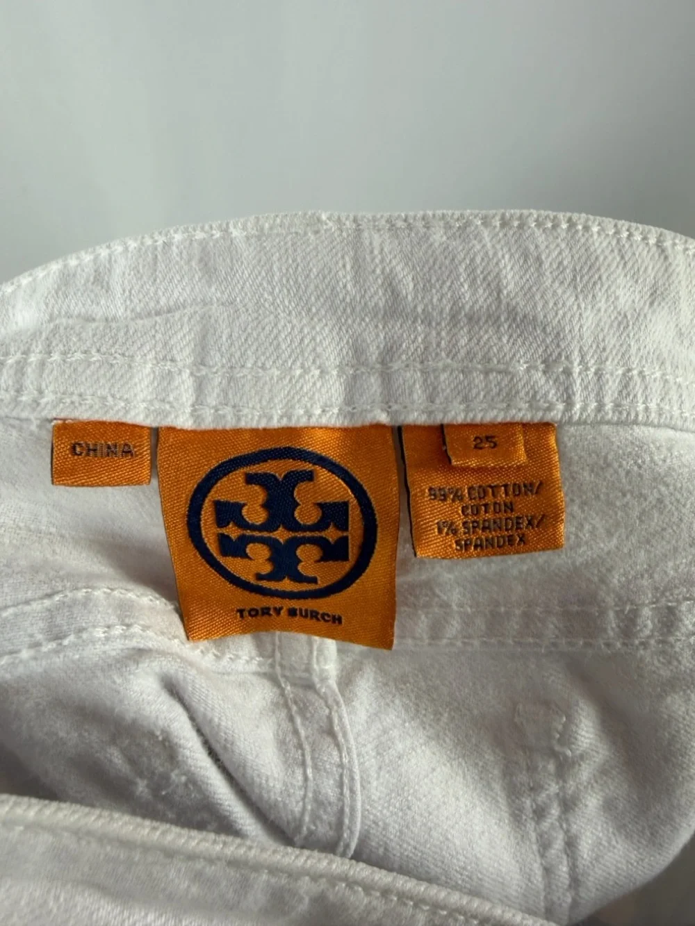 Tory‎ Burch Low Rise Cotton Blend Cropped White Jeans Size 25